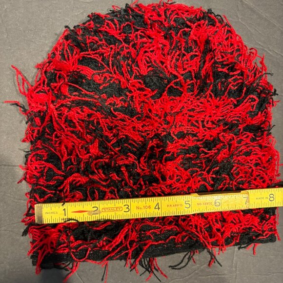 Distressed Black & Red Street Style Beanie – Unisex Knit Hat - Picture 5 of 5